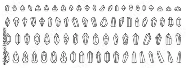 Fototapeta Crystal minerals line art icon. Collection vector crystal gem. Editable stroke