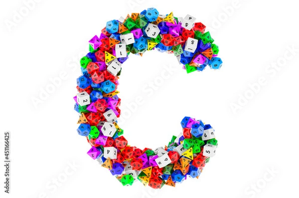 Fototapeta Alphabet letter C, from gambling dice. 3D rendering