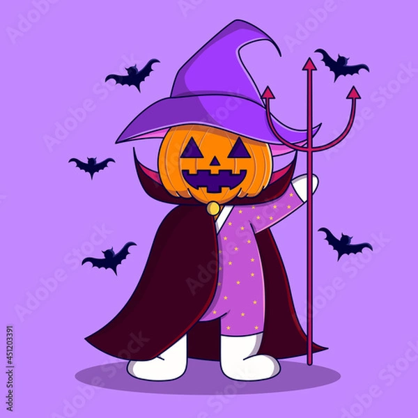 Fototapeta Halloween Dracula Pumpkin Premium Vector