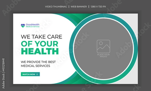 Fototapeta Health and Medical Doctors web banner template and video thumbnail design.