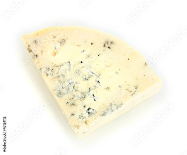 Fototapeta Cheese with mold isolated on white background close-up