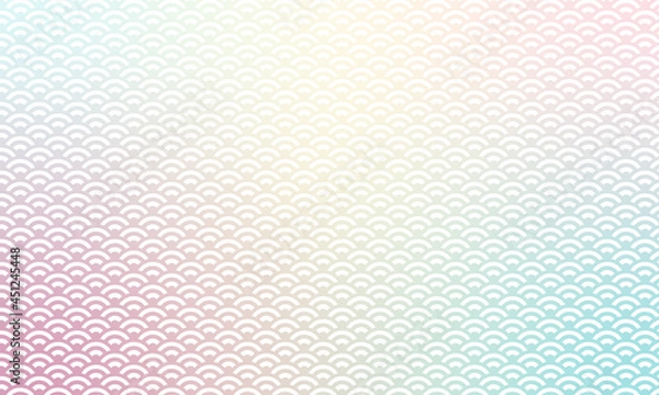 Fototapeta 夏・暑中見舞い・淡い色・背景・和柄・青海波・波・伝統・模様