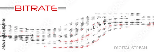 Fototapeta Bitrate, digital stream. Vector graphics with binary code