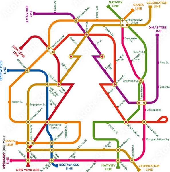 Obraz Subway christmas map
