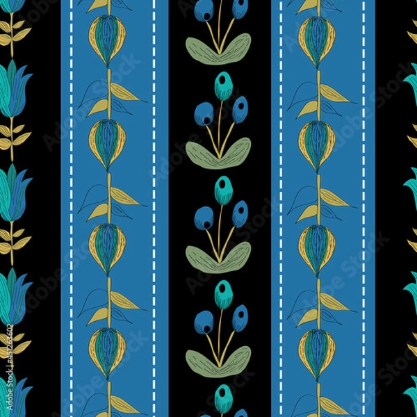 Obraz Column Swedish flowers folk art vector pattern 