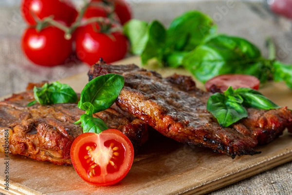 Obraz Grilled meat with vegetables