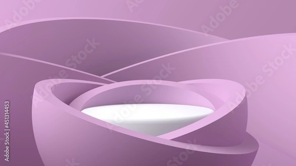 Obraz Pink podium for placing objects, beautiful and colorful with circular shapes. It is ideal for placing fashion products, small objects, beauty products, etc.