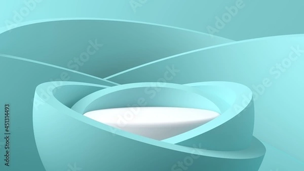 Obraz Green podium for placing objects, beautiful and colorful with circular shapes. It is ideal for placing fashion products, small objects, beauty products, etc.