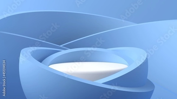 Obraz Blue podium for placing objects, beautiful and colorful with circular shapes. It is ideal for placing fashion products, small objects, beauty products, etc.