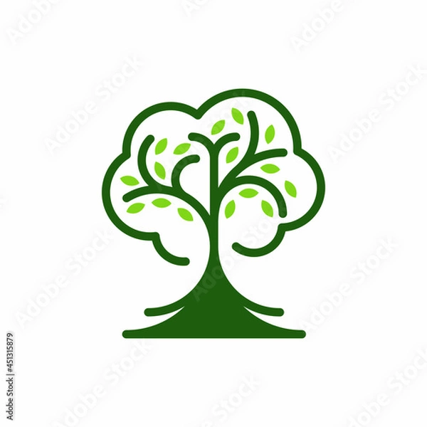 Fototapeta simple tree décor silhouette vector image,  tree logo vector template. Simple minimalist tree icon line art illustration