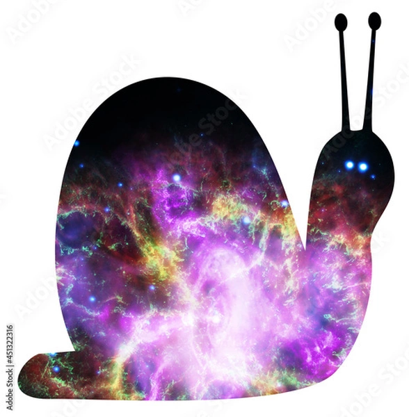 Obraz Snail Cutout on a NASA Hubble Nebula Background