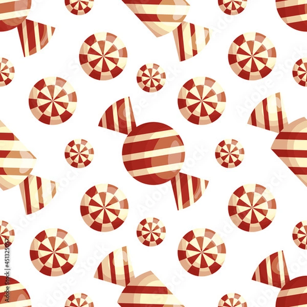 Fototapeta Seamless pattern with flat candies on white.