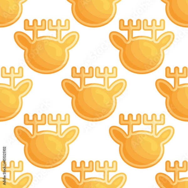 Fototapeta Seamless pattern with flat gingerbread cookies on white.
