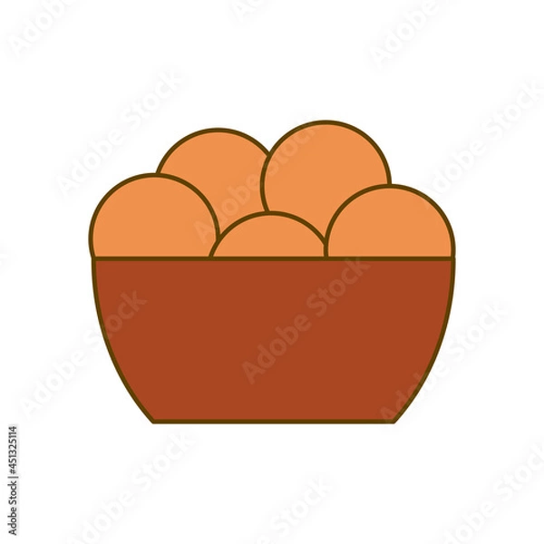 Fototapeta Isolated outline bowl with buns on white.