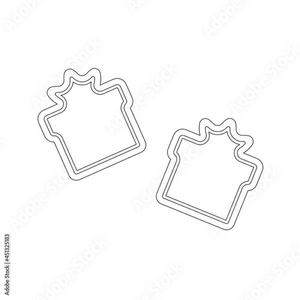 Fototapeta Set of outline gingerbread cookies on white.