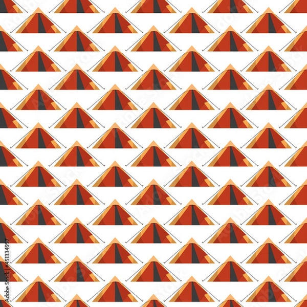 Fototapeta Seamless pattern with flat tents on white.