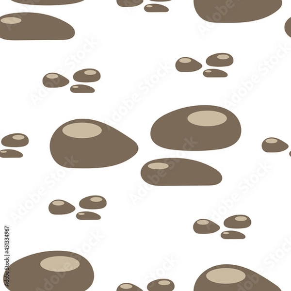 Fototapeta Seamless pattern with flat stones on white.