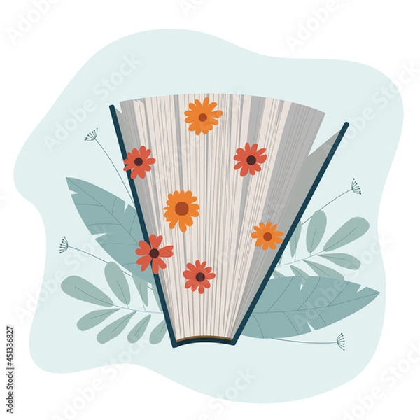 Fototapeta A  books with flowers between pages