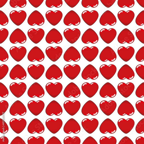 Obraz Seamless pattern with flat hearts on white.
