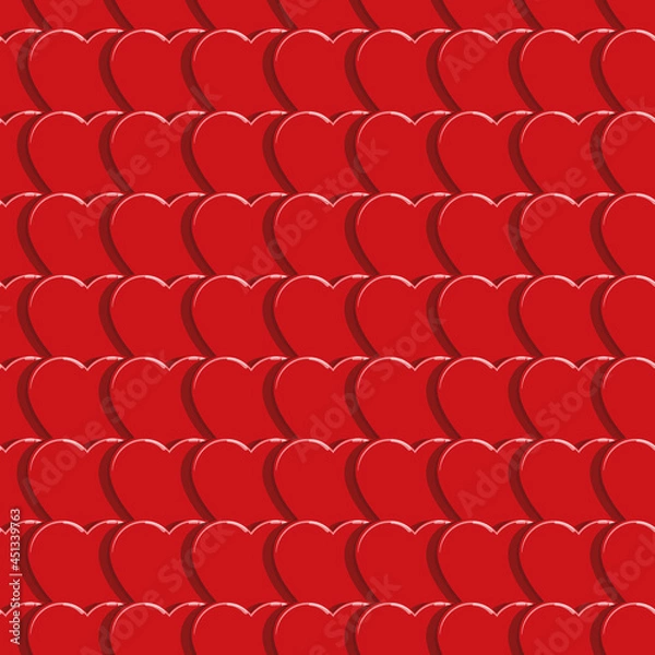 Fototapeta Seamless pattern with flat hearts on white.
