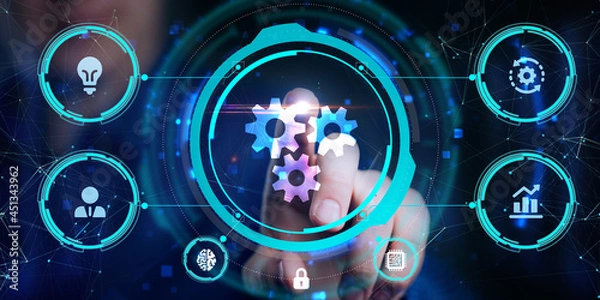 Fototapeta Business, Technology, Internet and network concept. Automation Software Technology Process System.