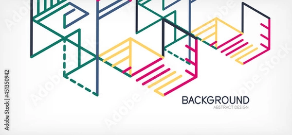 Obraz Abstract background. Color lines on white background. Linear abstract composition. Techno or business concept for wallpaper, banner, background, landing page