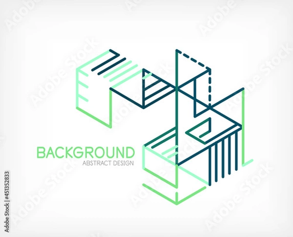 Fototapeta Abstract background. Color lines on white background. Linear abstract composition. Techno or business concept for wallpaper, banner, background, landing page