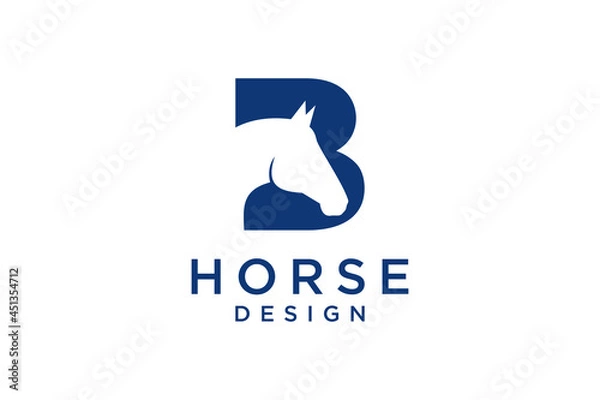 Fototapeta The logo design with the initial letter B is combined with a modern and professional horse head symbol