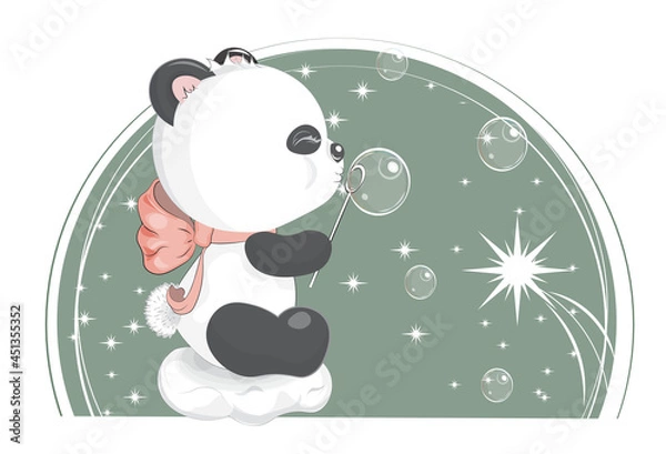 Obraz baby panda bear on cloud