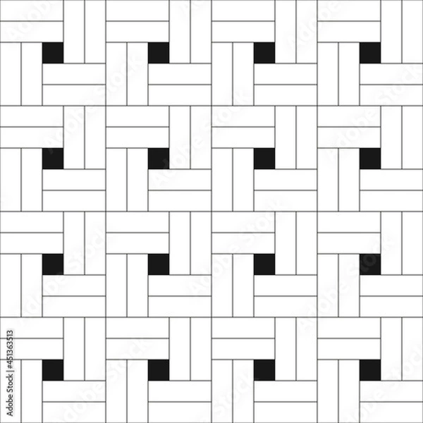 Fototapeta Moroccan zellige tiles. Black minimal and repeated squared tiles.