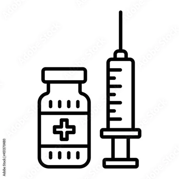 Fototapeta Vaccine Vector Outline Icon Isolated On White Background