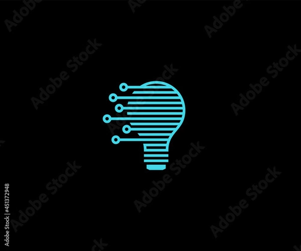 Fototapeta Simple Modern Minimalist bulb tech logo design icon vector