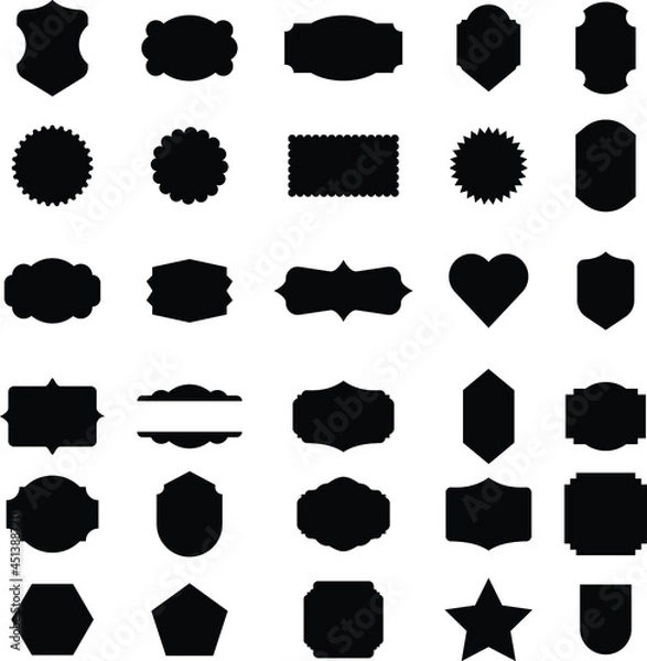 Fototapeta A Set of Useful Name Tag, Badge, Banner, Label, Shapes, Heart, Star, Polygon