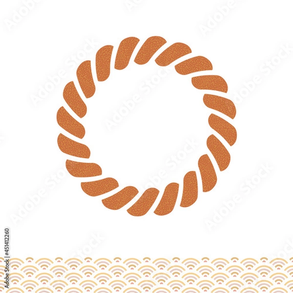 Obraz お正月に幸せを祈って飾るしめ縄。和柄のパターン。白地にカラーのベクターイラスト。