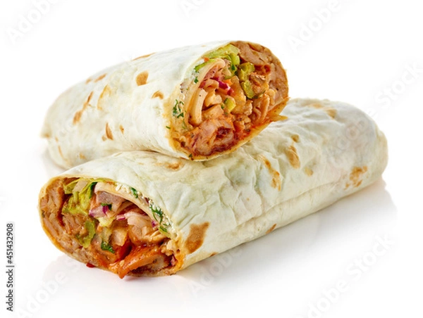 Obraz Durum doner kebap isolated on white