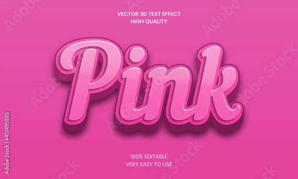 Fototapeta Editable 3D Text Effect  Style, Shiny, Pink color Text Style