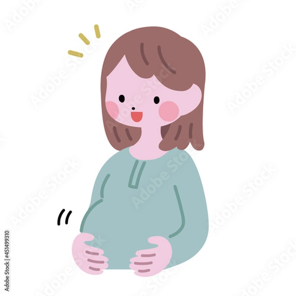 Fototapeta お腹の中の赤ちゃんが動いて喜ぶ妊婦の女性