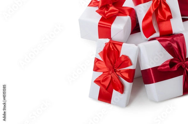 Fototapeta Box with a gift with a red tape