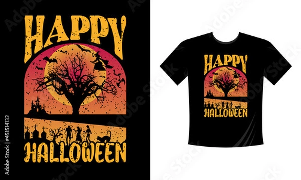 Fototapeta Happy Halloween Scary T-Shirt Design vector template 2021 2022. Happy Halloween t-shirt design template easy to print all-purpose for men, women, and children