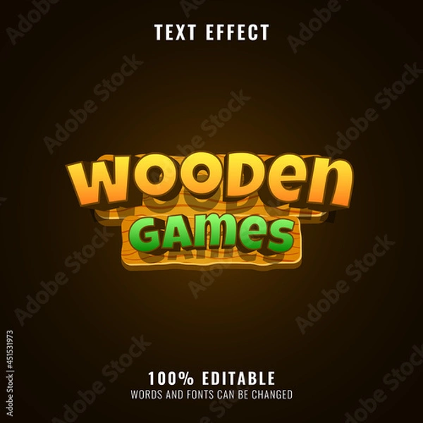 Fototapeta colorful wooden game logo title text effect