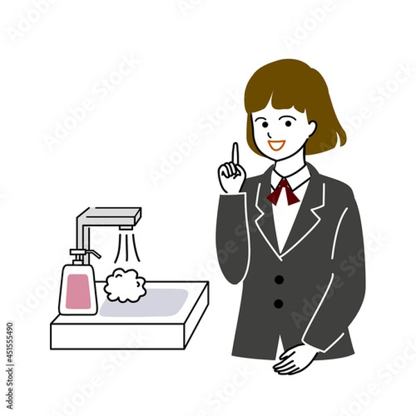 Fototapeta 手洗いをうながす女子学生