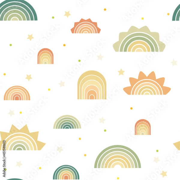 Obraz Seamless pattern with earthy coloured rainbows