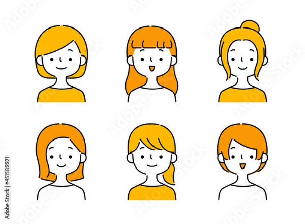 Fototapeta シンプルな女性のバリエーションイラストセット