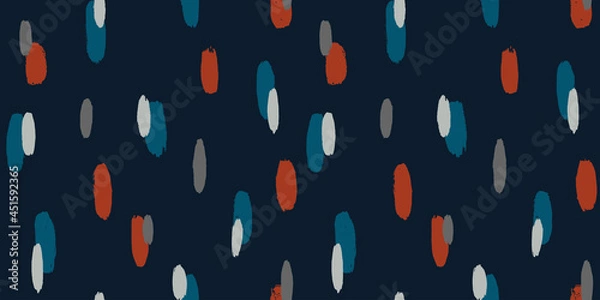 Fototapeta Brush stroke hand painted seamless pattern. Abstract background with round organic shapes.