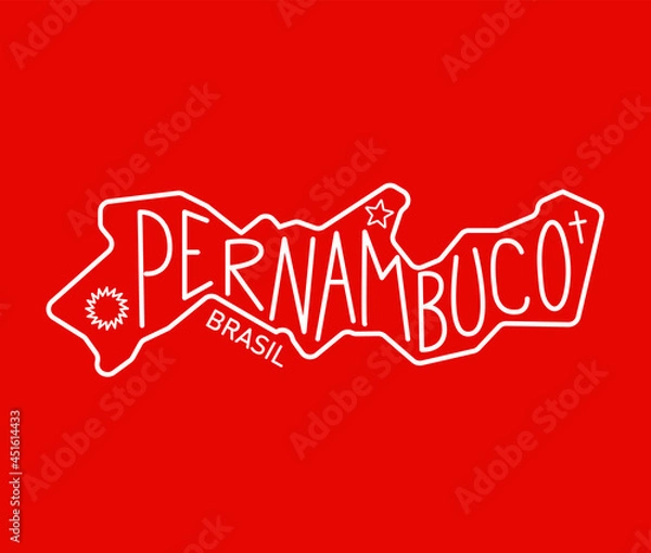Fototapeta Geometric map of the brazilian state of Pernambuco