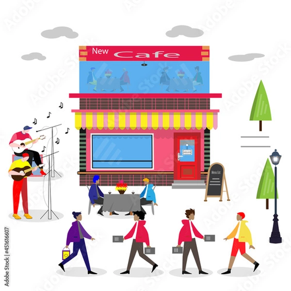 Obraz flat illustration grand opening new cafe