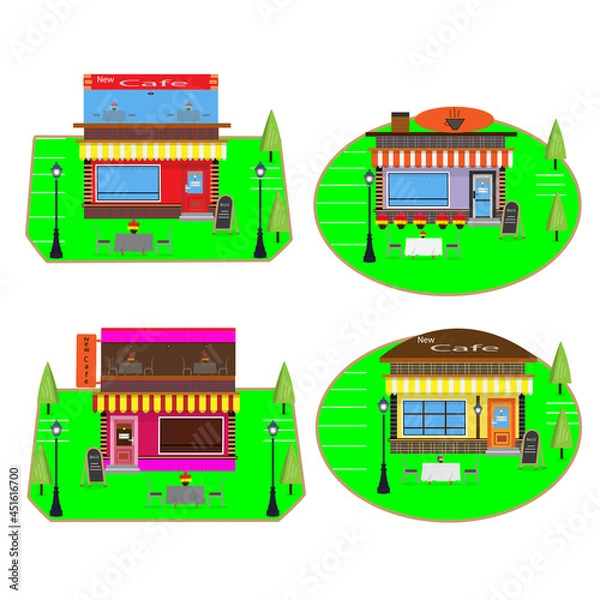 Obraz flat illustration new cafe set collection