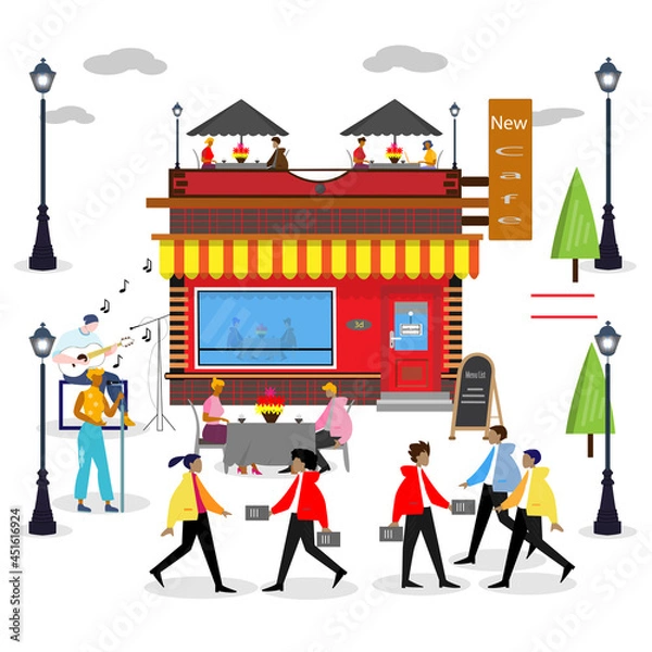 Obraz promotion grand opening new cafe vector design