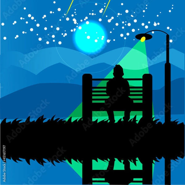 Obraz view sea in the night vector design