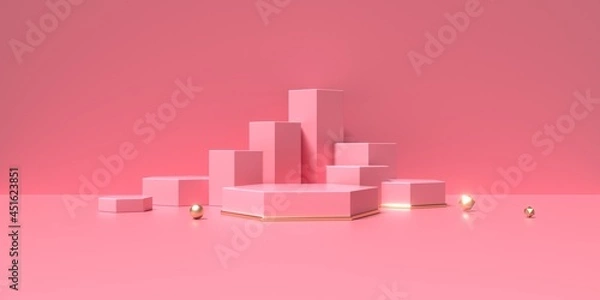 Fototapeta 3D rendering of pink geometry background